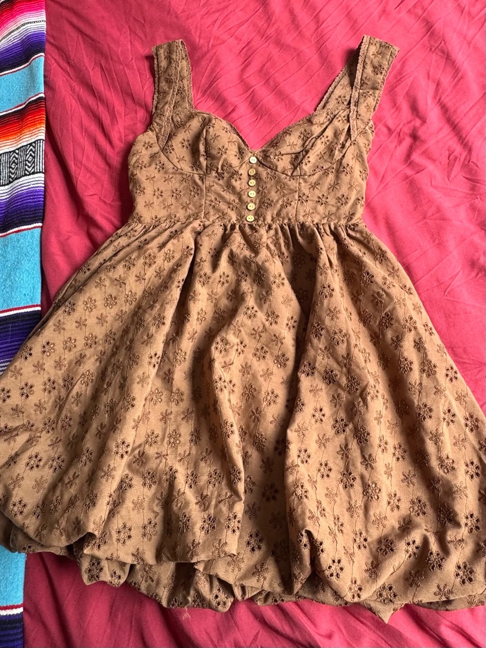 SHEIN Taupe Floral Eyelet Boho Sundress